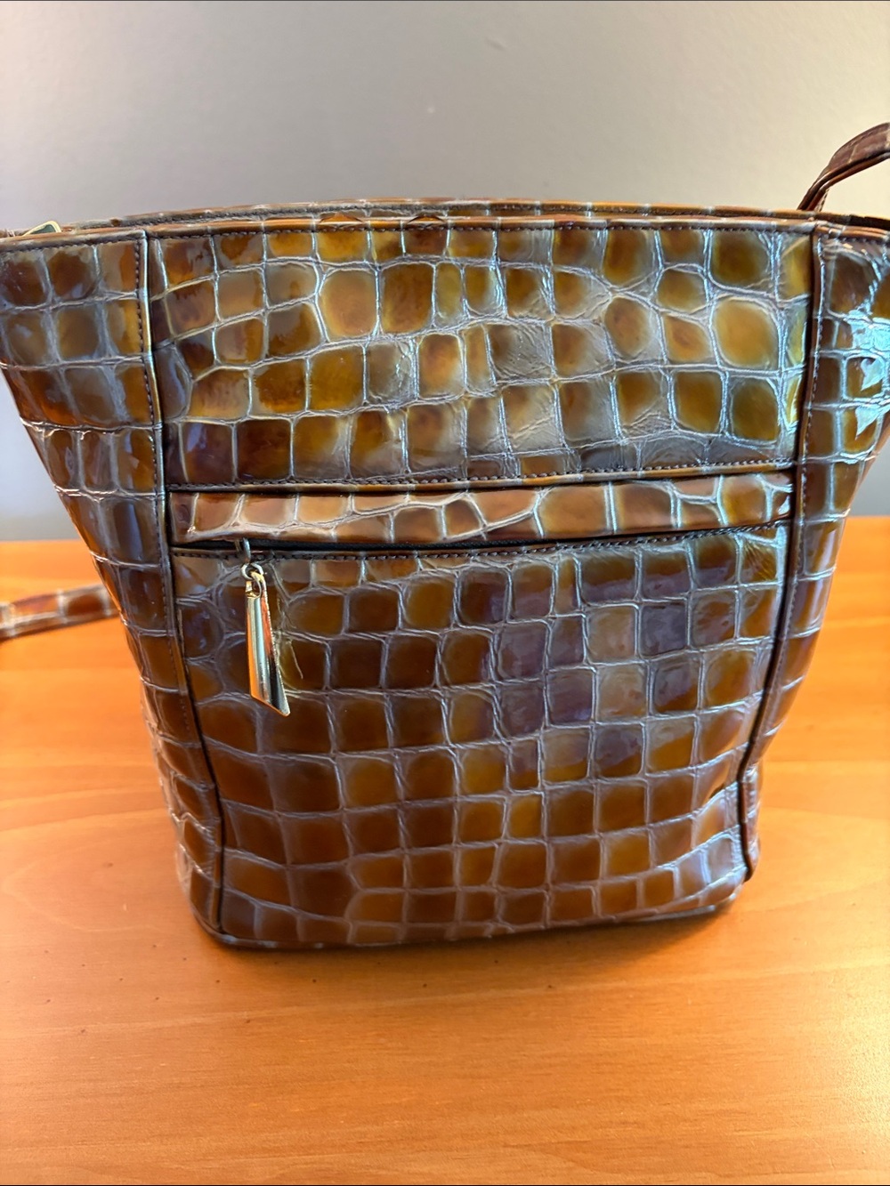 Frenchy of California Vintage 1970’s Crocodile-Embossed PVC Leather Shoulder Bag - Picture 5 of 13